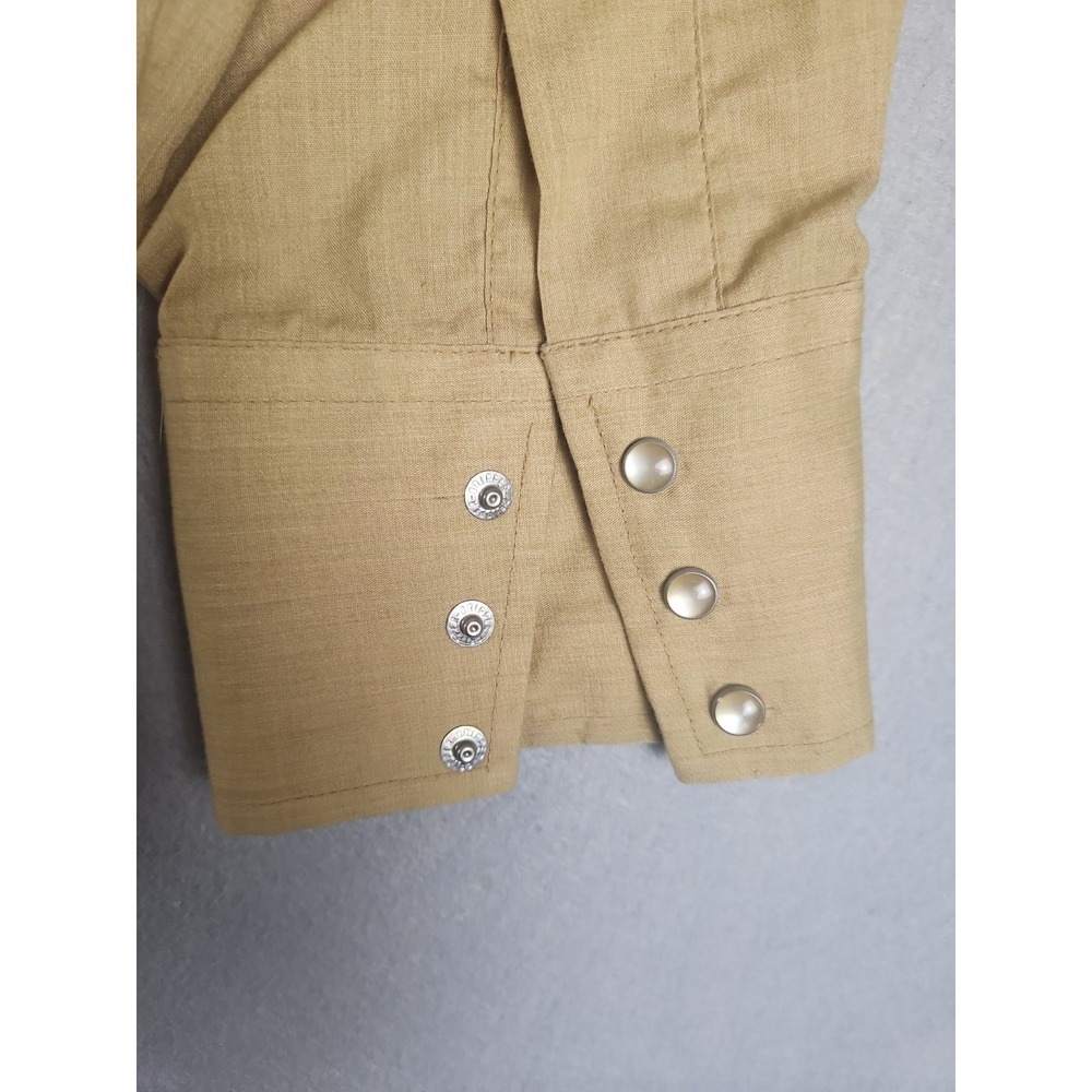 Vintage Champion Westerns Sz 16-35 Permanent Press Shirt Pearl Snap Button Tan - Picture 12 of 12